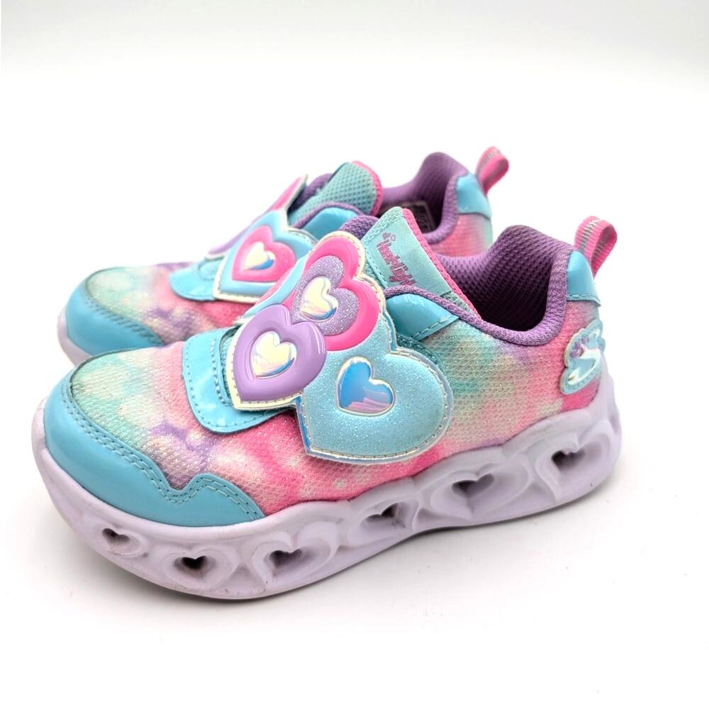 Skechers Heart Lights Lovin Reflection Shoes Lavender/Light Pink Size US9 EU25